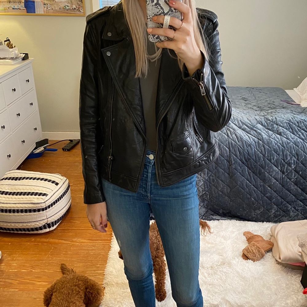 Treasure & Bond Black Leather Moto Jacket